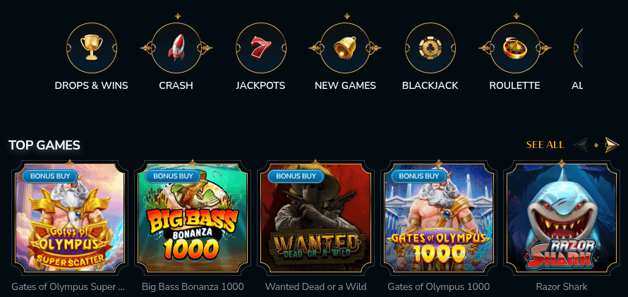 vip casino game library