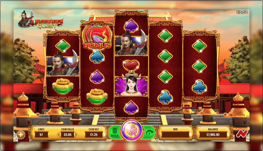 Warrior's Quest Online Slot Game Reels
