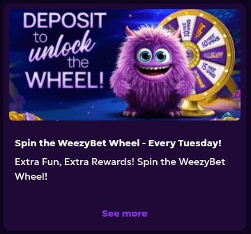 weezybet casino lucky wheel