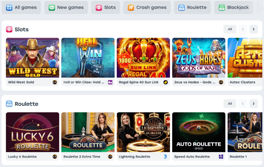 Weiss Casino játék könyvtár képernyőkép