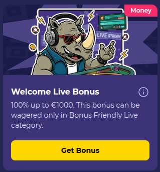 Welcome Live Bonus Spinorhino Casino
