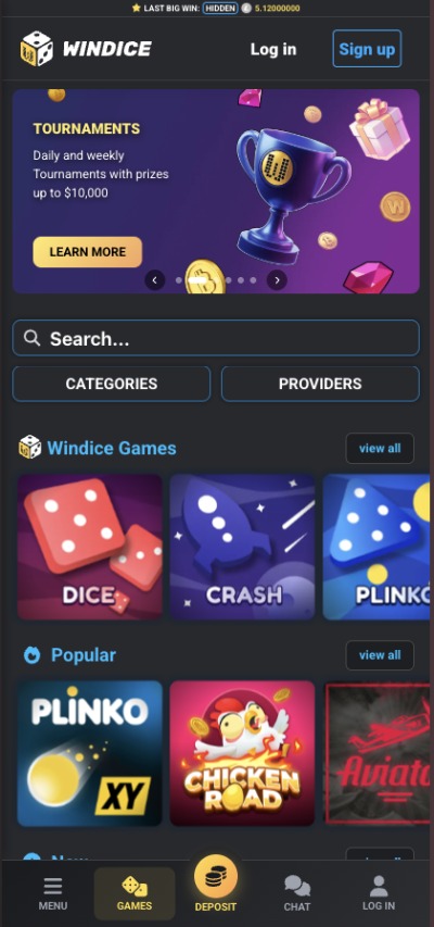 windice casino homepage mobile