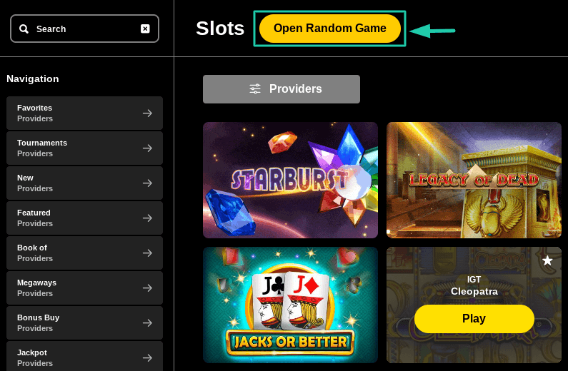 winit casino games