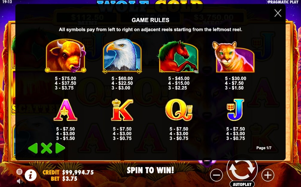 Wolf Gold Slot Game Symbols