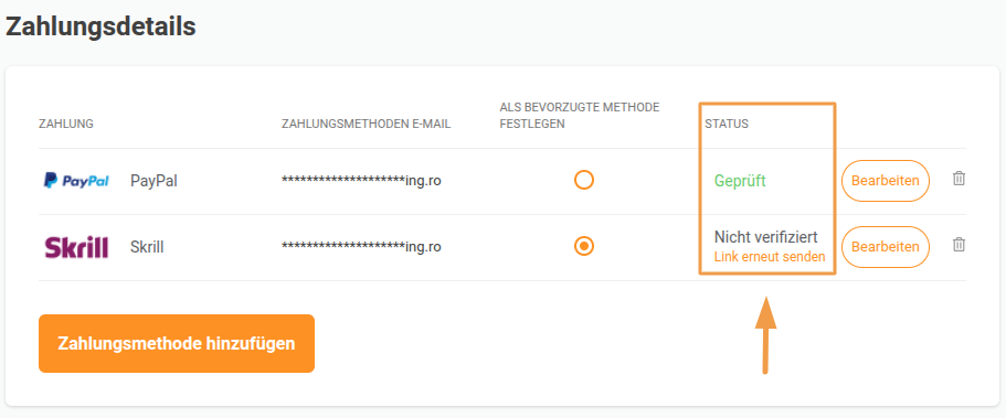 Zahlungsdetails nicht verifiziert hilfe center